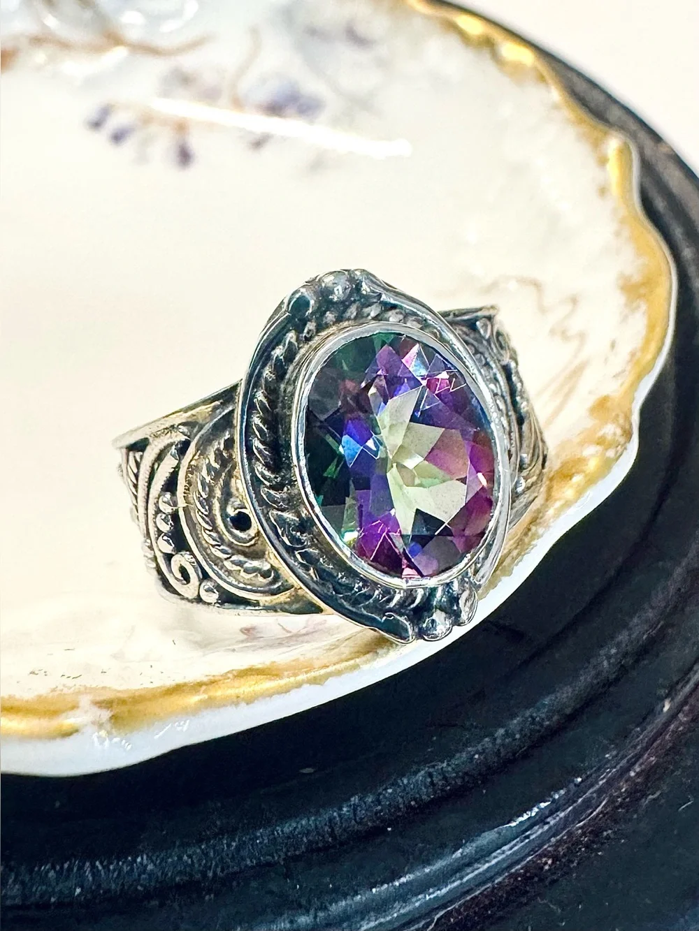 Stunning Handmade Sterling Silver Mystic Fire Topaz Ring (8)